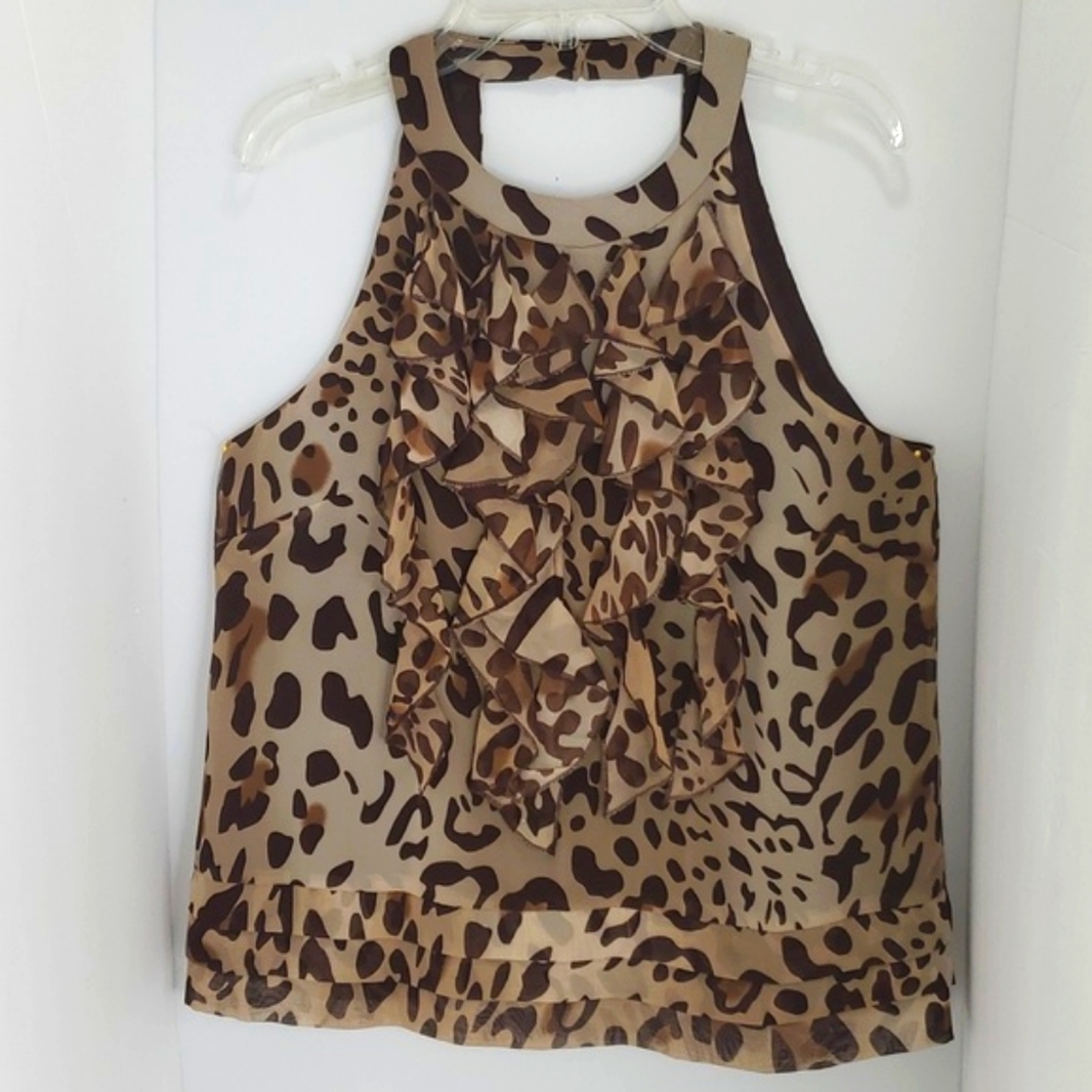 Willi Smith Women leopard tank top, Size S, Brown